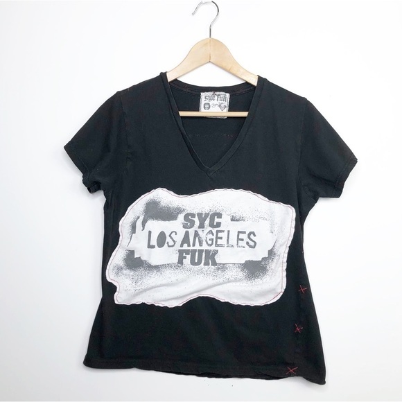𝅺Syc Los Angeles Fuk Black graphic T-shirt - Picture 12 of 12